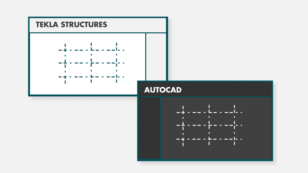 Picture of Tekla Structures and Autocad screens
