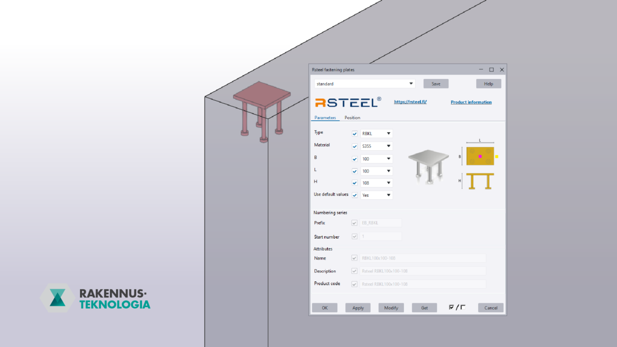 Kiinnityslevy Rsteel Tekla Structures