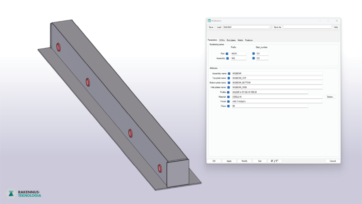 WQ-palkki mallinnus Tekla Structures