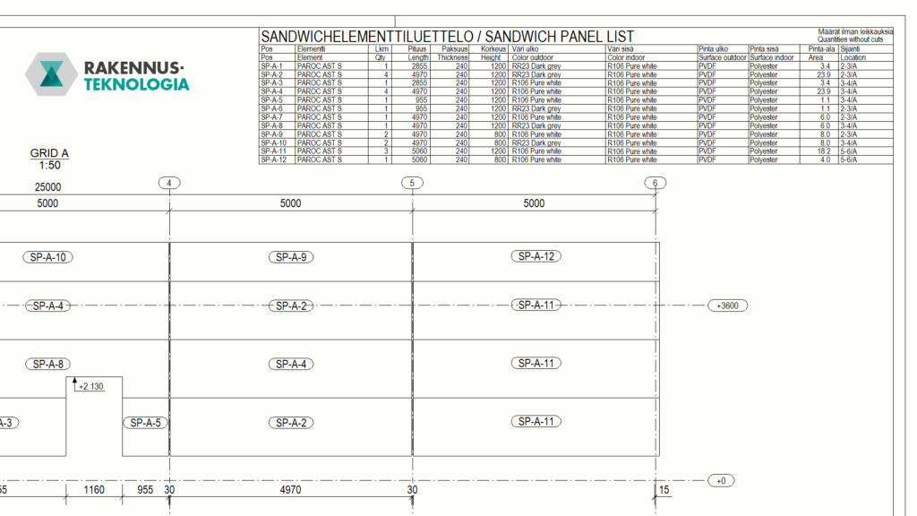 Insulated Wall Panel drawing in Tekla Structures